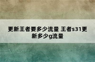 更新王者要多少流量 王者s31更新多少g流量